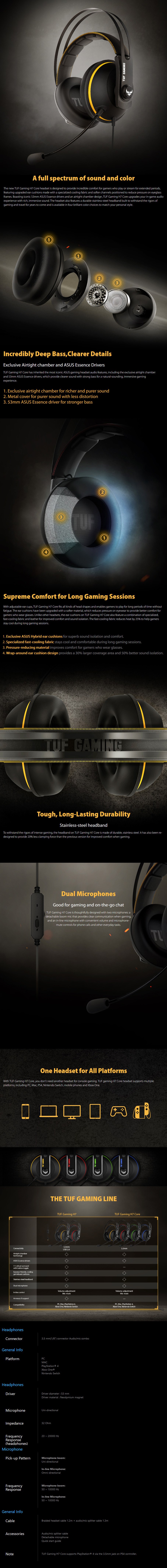 ASUS TUF Gaming H7 Core Gaming Headset Red BPC Technology